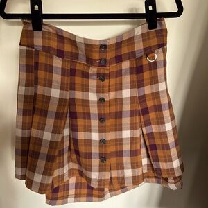 Autumn Fall Plaid Pleated Mini Skirt